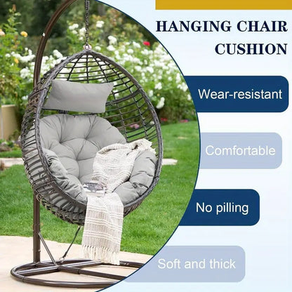 Premium Waterproof Egg Chair Cushion with Integrated Backrest for Hanging Basket Swing Rattan Chair - Vacuum-Compressed Sofa Cradle Seat Pad with High-Quality Handle