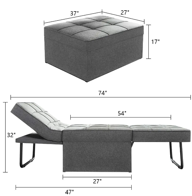 4 In 1 Ottoman Bed Sofa Chair Lounger