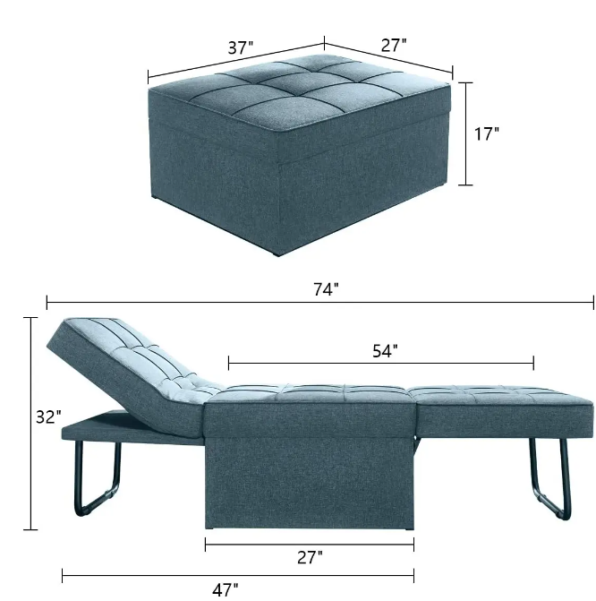 4 In 1 Ottoman Bed Sofa Chair Lounger