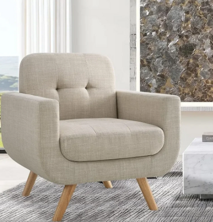 Contemporary Accent Armchair Beige Chair