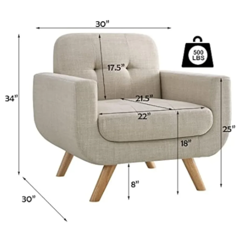 Contemporary Accent Armchair Beige Chair