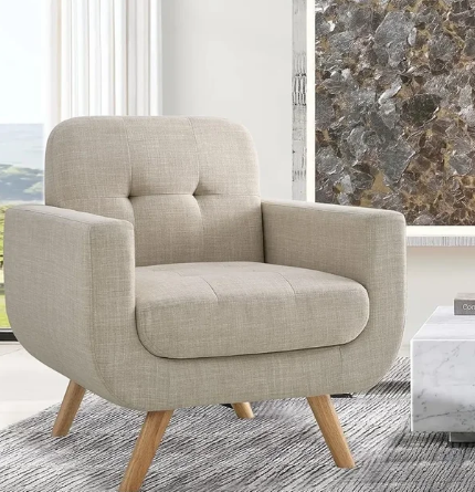 Contemporary Accent Armchair Beige Chair