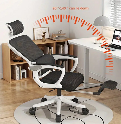 Adjustable Ergonomic Office Chair with Sponge Nylon Mesh Fabric: Ideal for Meetings, Training, and Home Office - Swivel, Reclining, and Comfortable Computer Chair