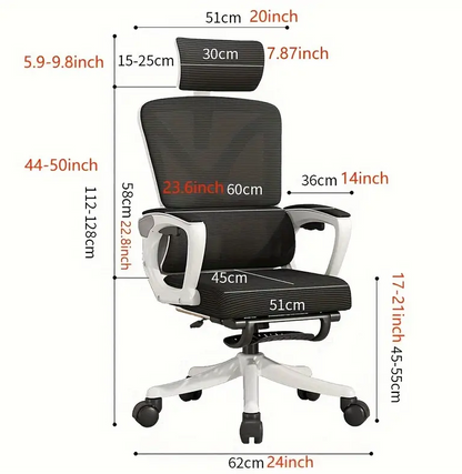 Adjustable Ergonomic Office Chair with Sponge Nylon Mesh Fabric: Ideal for Meetings, Training, and Home Office - Swivel, Reclining, and Comfortable Computer Chair