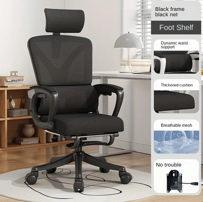 Adjustable Ergonomic Office Chair with Sponge Nylon Mesh Fabric: Ideal for Meetings, Training, and Home Office - Swivel, Reclining, and Comfortable Computer Chair