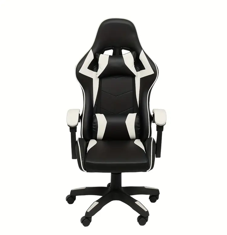 Premium Ergonomic Reclining Gaming and Office Chair in White PU Leather with Headrest, Lumbar Support, and Adjustable Features for Comfortable Gameplay and Work Sessions