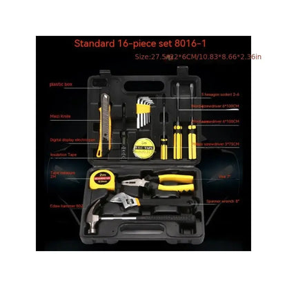 16pcs Tool Set Household Basic Hand Tools Kit Toolbox With Storage Case